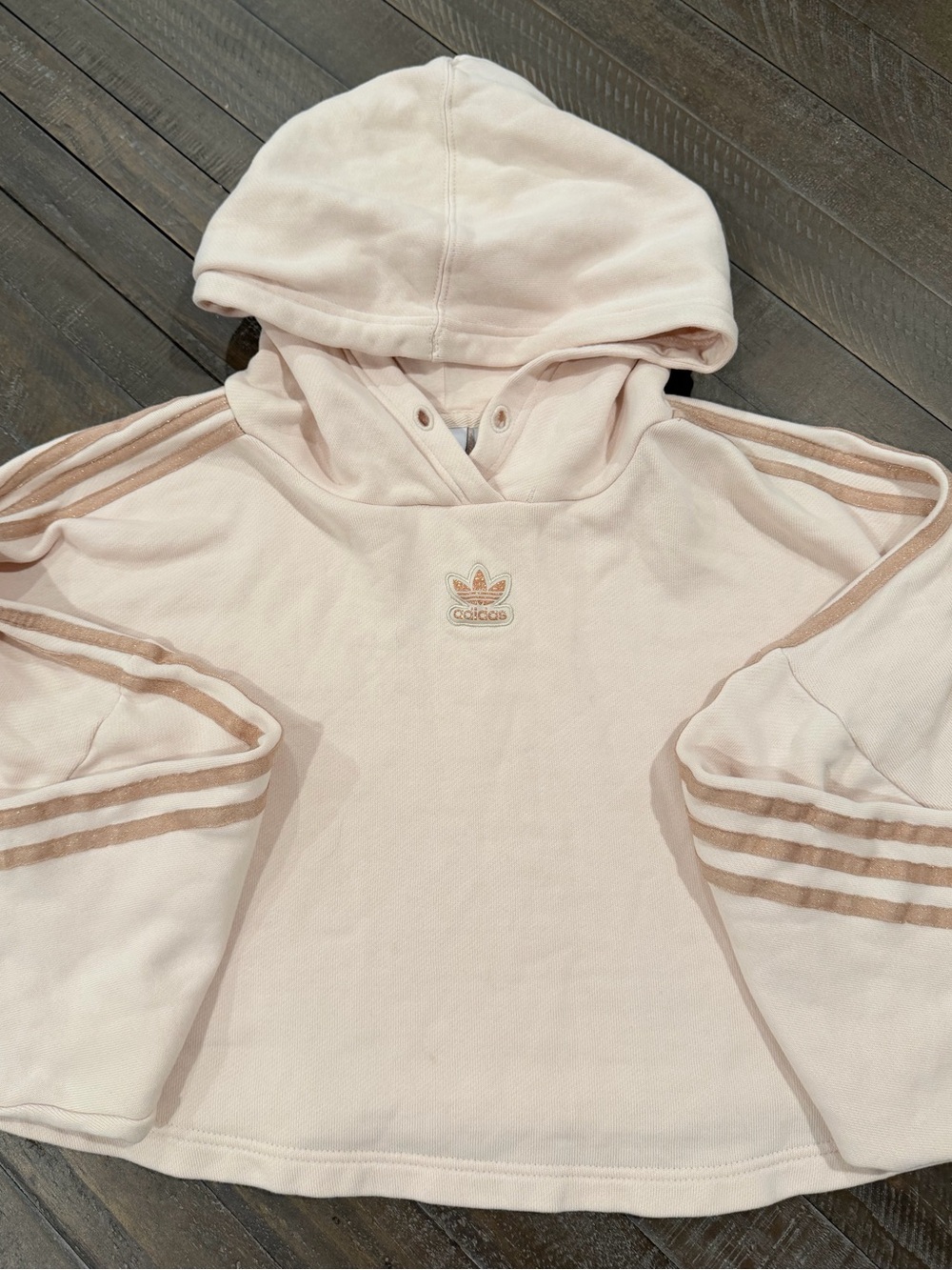 Adidas Originals Women’s Pink Cropped Hoodie XS Trefoil Glitter